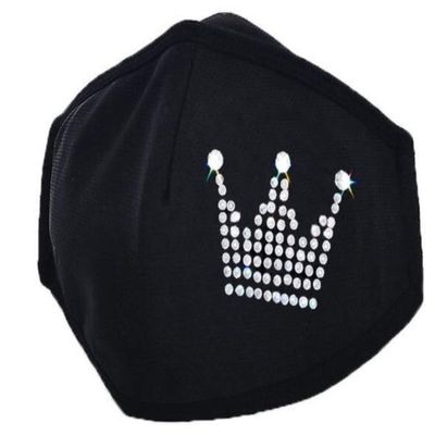 Face Mask Fashion Women Sparkly Rhinestone Queen Reusable Outdoor Drill Breathable Ice Cotton Windproof Mask Washable Adjustable Mask