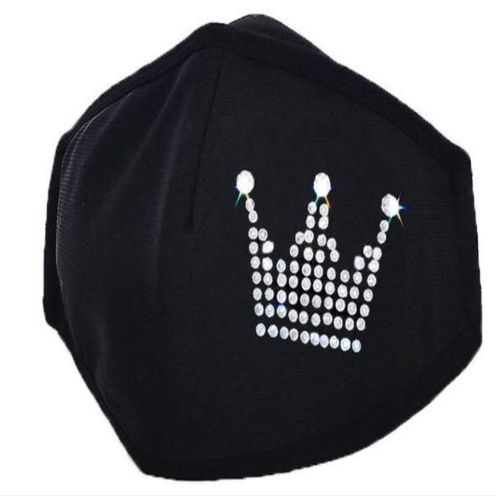 Face Mask Fashion Women Sparkly Rhinestone Queen Reusable Outdoor Drill Breathable Ice Cotton Windproof Mask Washable Adjustable Mask