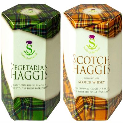2 Pack Scottish Vegetarian Haggis and Scotch Whisky Haggis in a Tin - Tinned Scottish Food Gifts Scotland's National Dish
