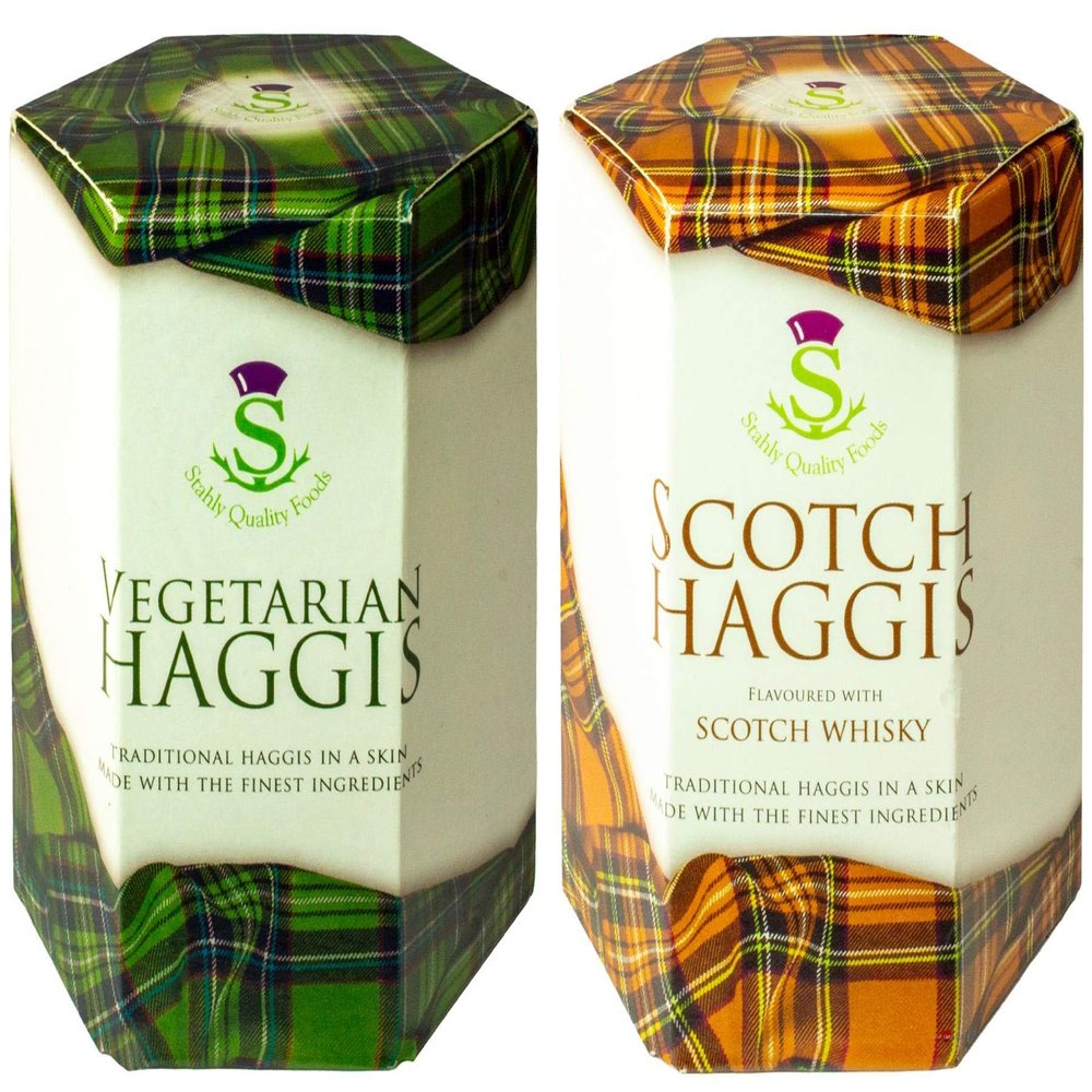 2 Pack Scottish Vegetarian Haggis and Scotch Whisky Haggis in a Tin - Tinned Scottish Food Gifts Scotland's National Dish