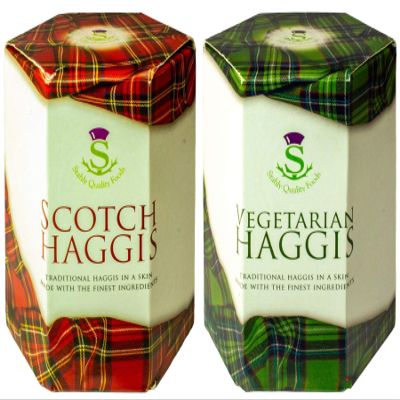 2 Pack Scottish Haggis and Vegetarian Haggis in a Tin - Tinned Scottish Food Gifts Scotland's National Dish