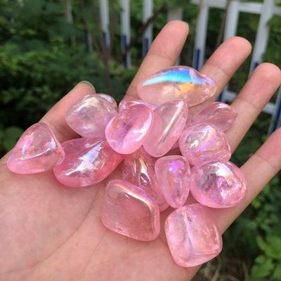 100g Natural Rainbow Angel Aura Quartz Crystals Tumbled Stones-White_20-30mm