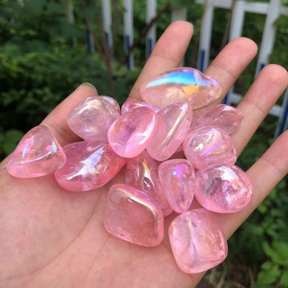 100g Natural Rainbow Angel Aura Quartz Crystals Tumbled Stones-White_20-30mm