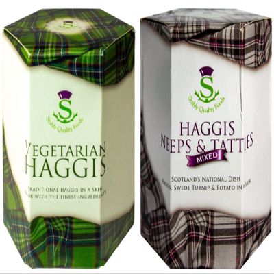2 Pack Scottish Vegetarian Haggis and Neeps & Tatties Haggis Mix in a Tin - Tinned Scottish Food Gifts Scotland's National Dish