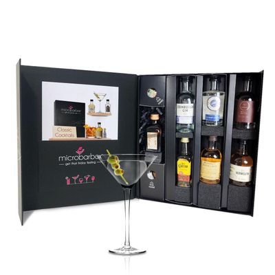 MicroBarBox Classic Cocktail Gift Set in a Premium Luxury Gift Box | Features: Old Fashioned, Chambord Daiquiri, Gin Martini, Bramble, Vodka Martini