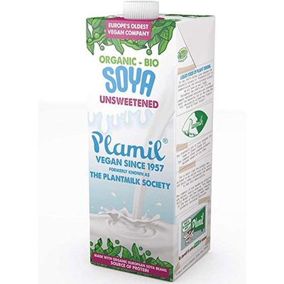 6 x Plamil Organic SOYA Milk Unsweetened 1lt