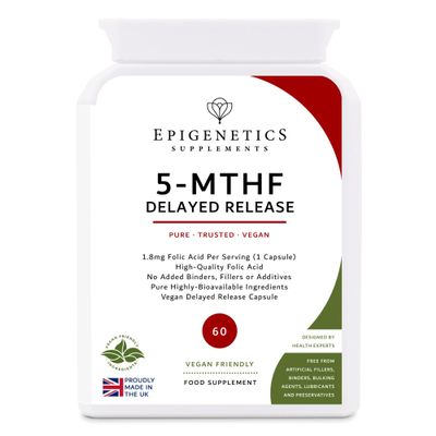 5-MTHF Delayed Release Capsules | 1000mcg High Strength Folic Acid as 5-Methyltetrahydrofolate Vitamin B9 | Methylfolate Made in UK & Vegan Friendly | 2 Months Supply | 60 Capsules