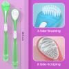 3-Color 3 Pack Adult Tongue Scraper and Tongue Cleaning Brush Double-Sided Soft Tongue Coating Brush, Portable Food-Grade Oral Massage Brush view 3