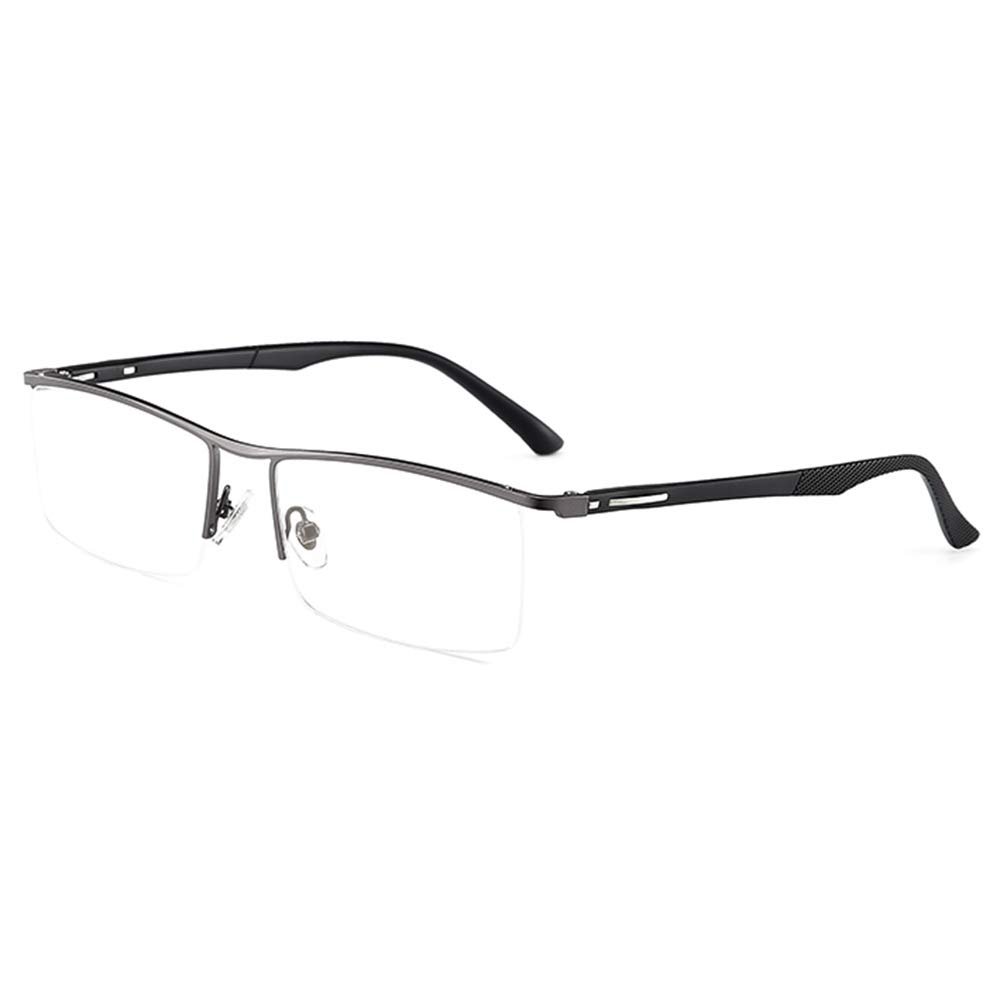 CAOXN TR90 Half-Frame Reading Glasses Male Anti-Blue Light Radiation Fatigue High-Definition Resin Lens Presbyopia Hyperopia Glasses Optics,Gray,+1.50