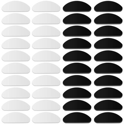 20 Pairs Adhesive Eye Glasses Nose Pads Eye Glasses Nose Pads Replacements Nose Pad for Glasses Bridge, D Shape Anti Slip Silicone Nose Pads for Eyeglasses Sunglasses (10 Pairs Clear + 10 Pairs Black)
