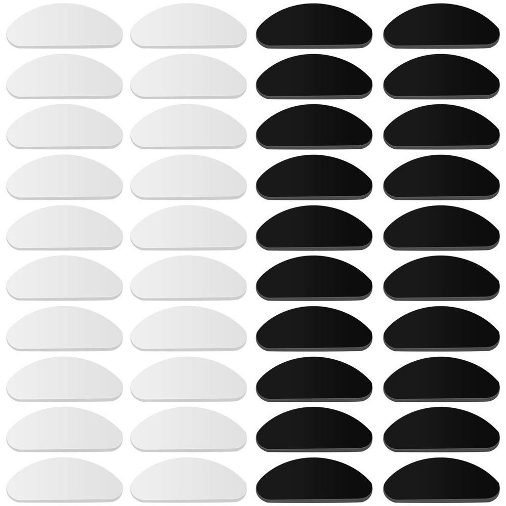 20 Pairs Adhesive Eye Glasses Nose Pads Eye Glasses Nose Pads Replacements Nose Pad for Glasses Bridge, D Shape Anti Slip Silicone Nose Pads for Eyeglasses Sunglasses (10 Pairs Clear + 10 Pairs Black)