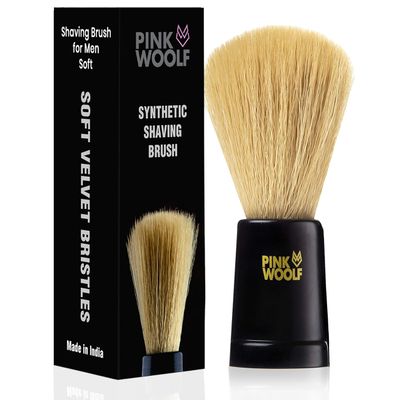 Pink Woolf Soft Bristles Shaving Brush for Men | Ultra-Soft, Cruelty-Free Bristles for a Smooth Shave | Engineered Black Plastic Handle | 22mm Knot | Experience Effortless & Comfortable Wet Shaving