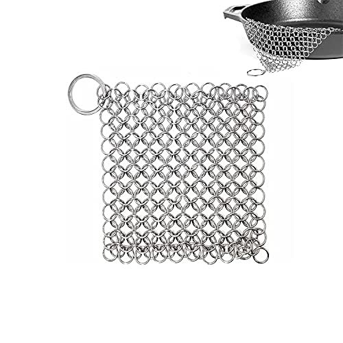 TOOLSSIDE Cast Iron Scrubber - 4" Cast Iron Cleaner Chainmail Scrubber - 316L Stainless Steel Scrubber for Cast Iron, Stainless Steel, Hard Anodized Cookware