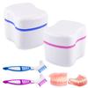 2 Denture Bath Case and 2 Denture Cleaner Brushes Retainer Denture Box, Tophoniex Dentures Container with Basket Denture Holder for Travel Retainer Cleaning view 1