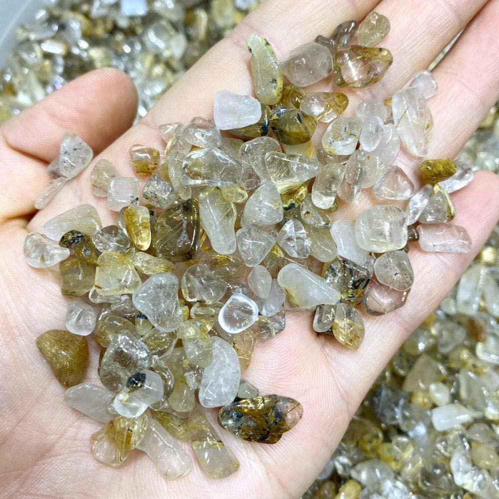 100g Natural Quartz Rutilated Tumbled Stones Crystals and Minerals Aquarium C789 Natural Stones and Minerals-100g 8-10mm_