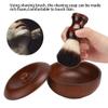 Agatige Hair Shaving Brush & Bowl Set, Wooden Shaving Soap Bowl Shaving Mug with Lid Beard Mens Shaving Kit Cream Brush Tool for Men Wet Close Shave view 3