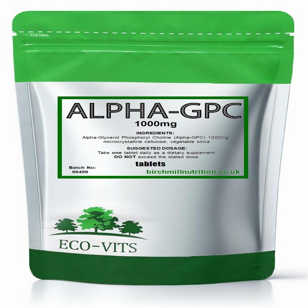 ECO-VITS Alpha GPC 1000mg 240 Tablets, Recyclable Packaging, Sealed Pouch