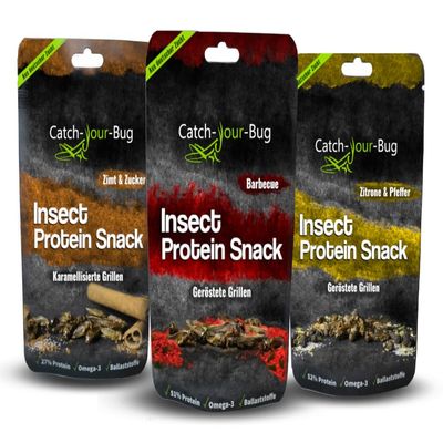 Catch-Your-Bug Edible Insect Snacks - 45g Spiced Grilling for Eating - 3 x 15 g