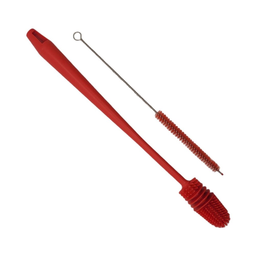 13" Long Reusable Drinking Bottle & Straw Cleaning Brush Set (Red)