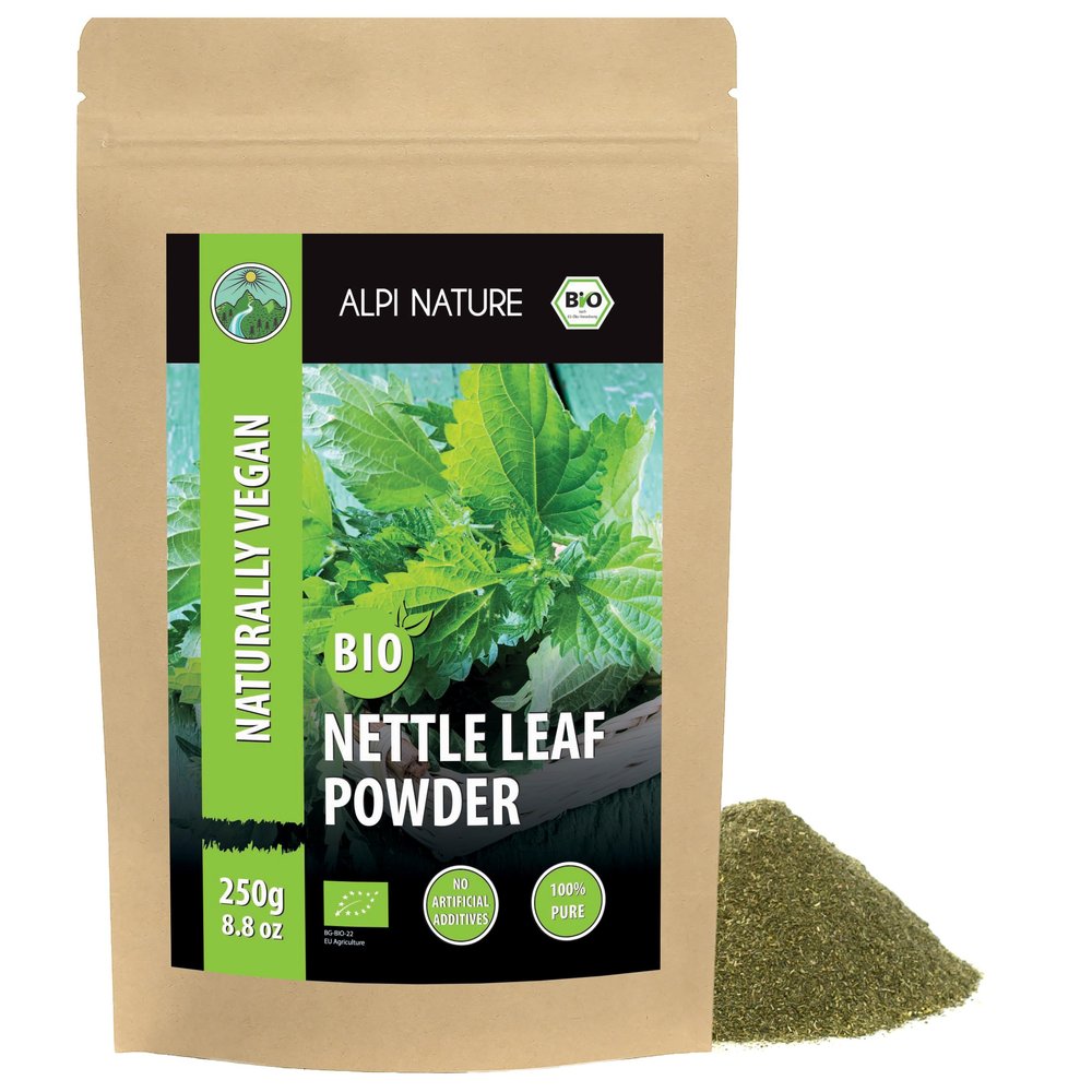 Alpi Nature Organic Nettle Leaf Powder 250g 8.8 oz, Dried and Ground Nettle Leaves, Urtica dioica