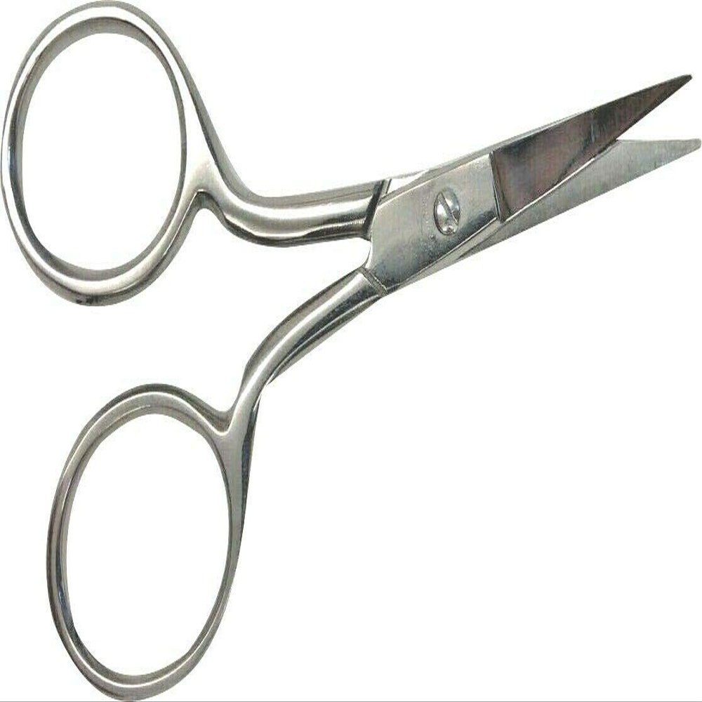 HandembroideryUK Stainless Steel Precision Scissors Grooming Tool for Eyebrows, Moustache, Makeup, and Facial Hair | Polished Satin Finish