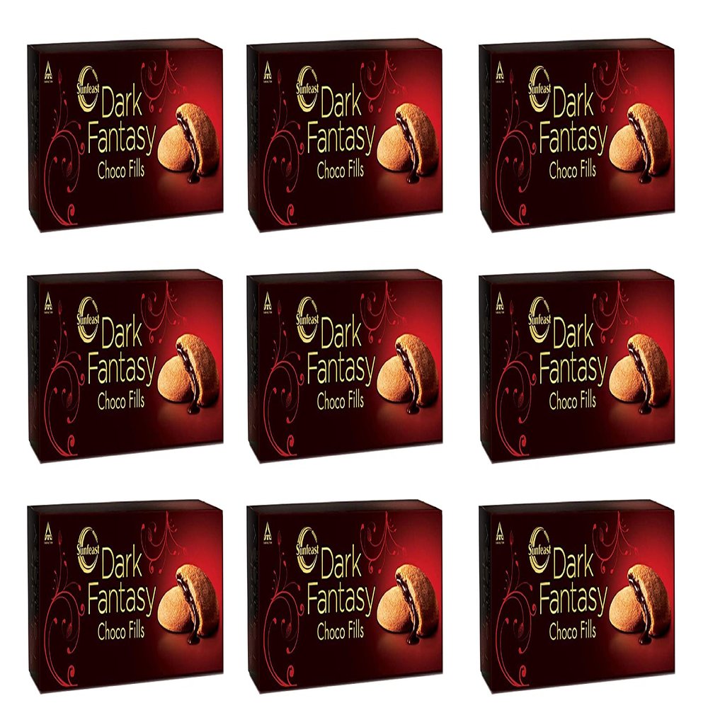 Dark Fantasy Choco Fills 75g (Pack of 9)  Perfectly Baked Caramelized Crust  Rich Choco Creme - Mouth Watering Cookies