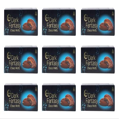 Dark Fantasy Choco Meltz 75g (Pack of 9)  Crisp Choco Cookie in the Centre - Triple-Layer Chocolatey Delight  Chocolate Coating on Outside