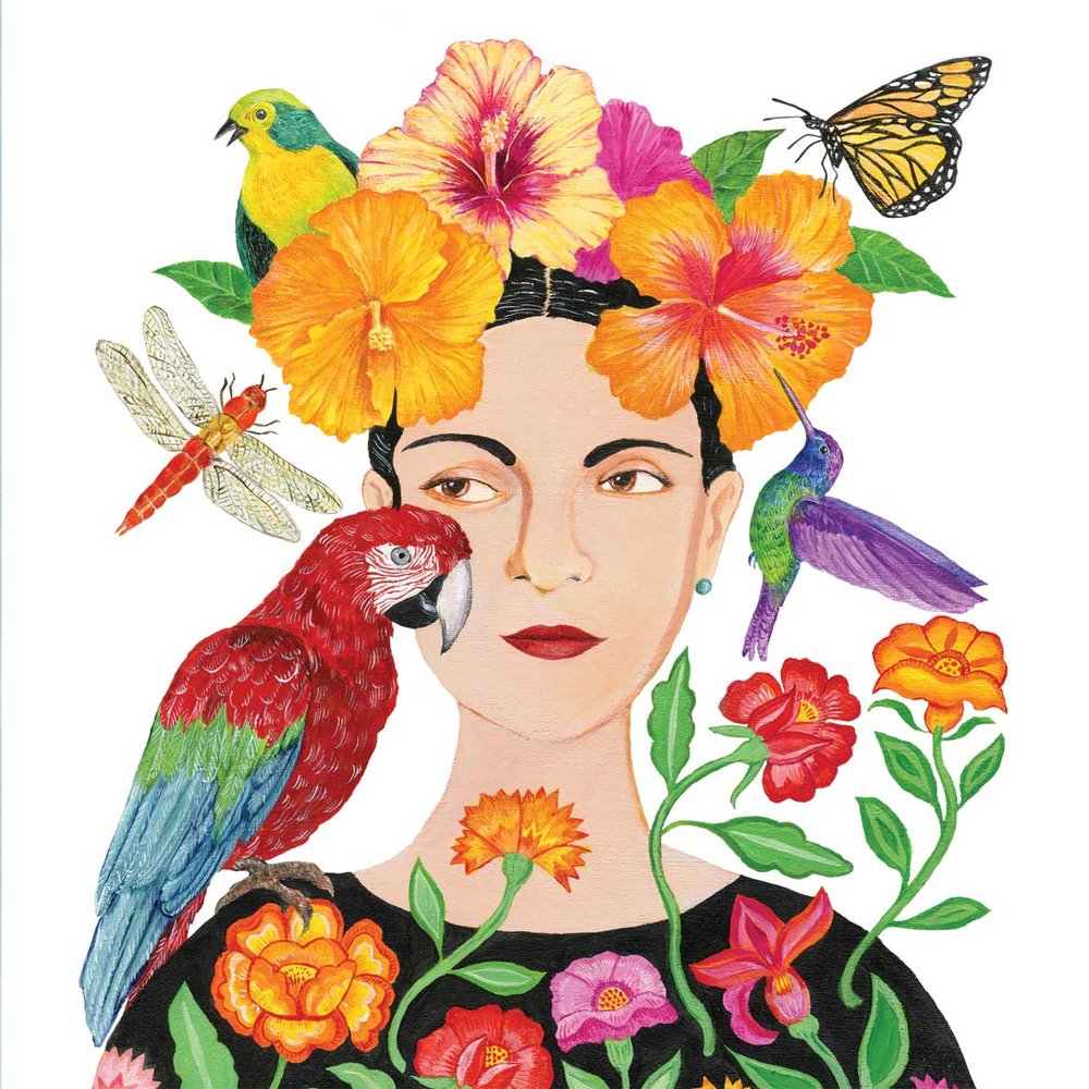 20 Napkins Nature Woman with Parrot and Flowers | Spring | Summer | Table Decoration 33 x 33 cm