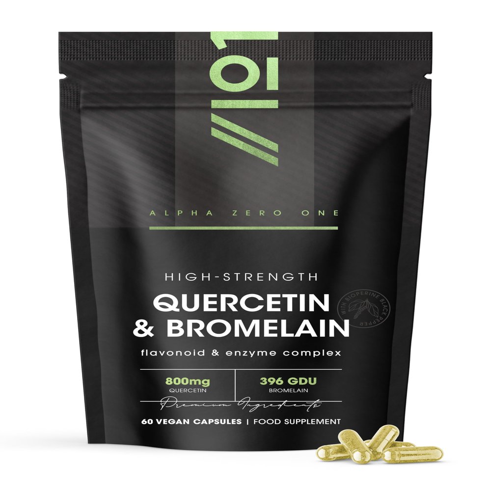 Plant-Based Quercetin 800mg & Bromelain 396 GDU with BioPerine - 60 Vegan Capsules  Made from Sophora Japonica Extract (Quercetin) & Pineapple (Bromelain) by Alpha01