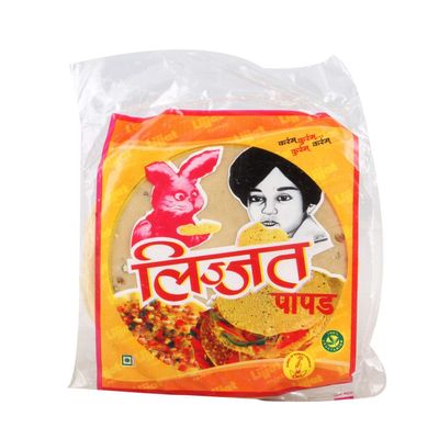 GENUEN LIJJAT GARLIC URID PAPADOMS POPPADOMS PAPPADUM PAPAD INDIAN LENTIL CRACKERS