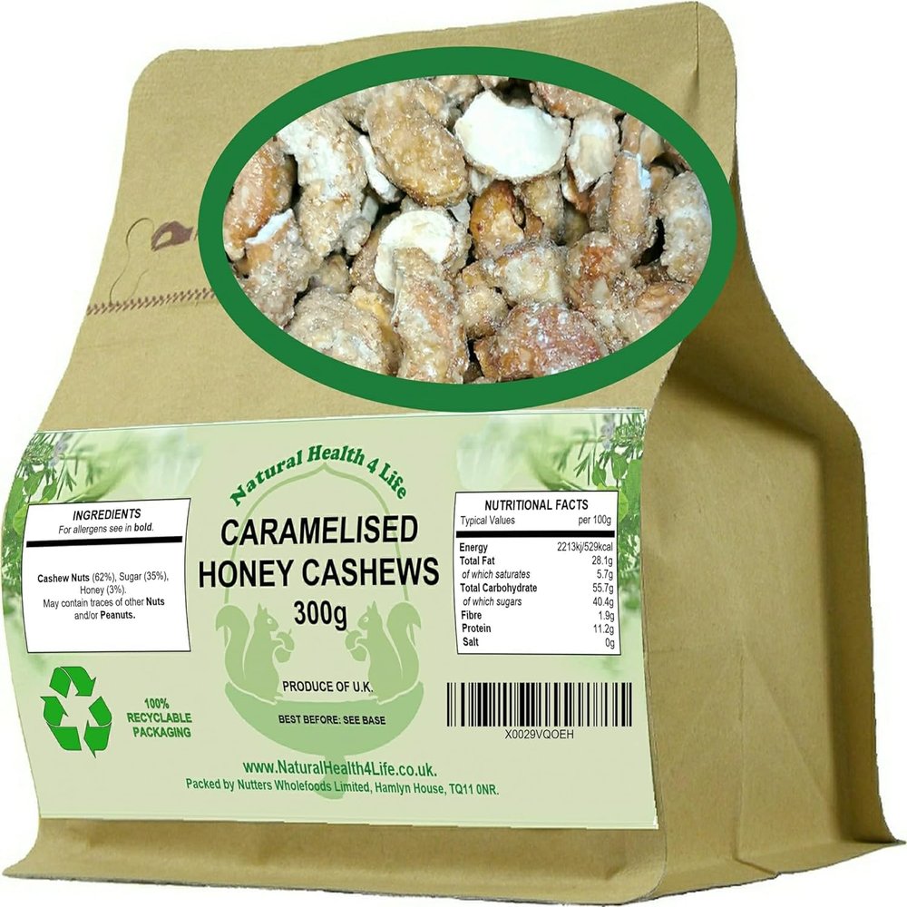 Natural Health 4 Life Caramelised Honey Cashew Nuts 300g (1 Pack)