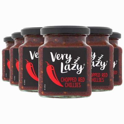 Very Lazy Chopped Red Chillies 200g Jar Pack of 6 Premium Chopped Chilli in a Jar Ready to Use Red Chilli for Home Cooking, Sauce, Pasta & Marinades