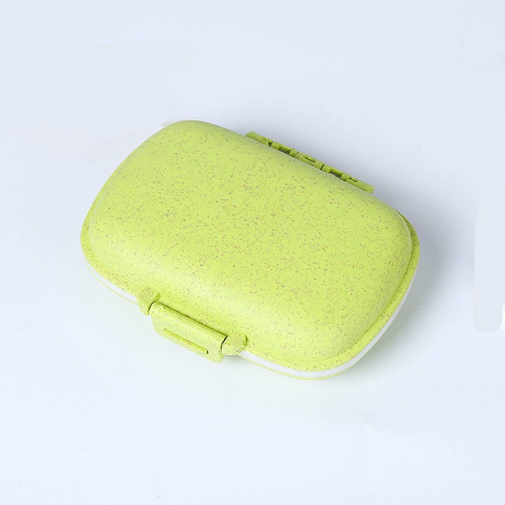 1 PCS 8 Grid Mini Size Wheat Straw Pill Case Fashion Travel Pill BoxVitamin Organizer Two-Layer Folding Design Safe Food Grade PP Material Lightweight