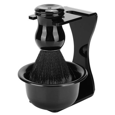 Agatige 3Pcs Shaving Brush Set for Men, 3 in 1 Travel Shaving Cleaning Tool Kit Includes Shaving Brush, Shaving Brush Stand and Shaving Bowl for Men Wet Close Shave