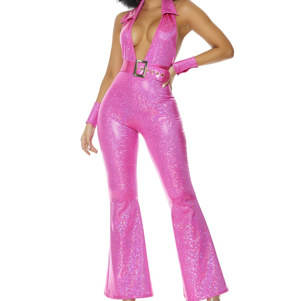Forplay 551510 Foxy Lady Sexy Disco Costume Movie Star Adult Sized, Solid, Magenta, S/M
