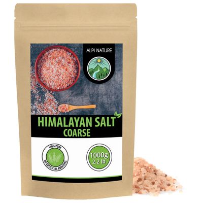 Alpi Nature Himalayan Pink Salt Coarse 1kg 2.2 lb, Pink Salt Himalaya, Himalayan Rock salt 2-5mm