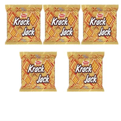 Parle Krackjack Biscuits 240g (Pack of 5)  Sweet and Salty Biscuits  Flat Baked  Crunchy and Tasty  Golden Brown cracker - Delicious Cracker Cookies Snacks for Kids