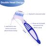 HRASY Premium Denture Cleaning Brush Set with Multi-Layered Bristles & Ergonomic Rubber Handle, Portable Denture Double Sided Brush for False Teeth Cleaning, 3 Pieces (Blue, Orange, Purple) view 2