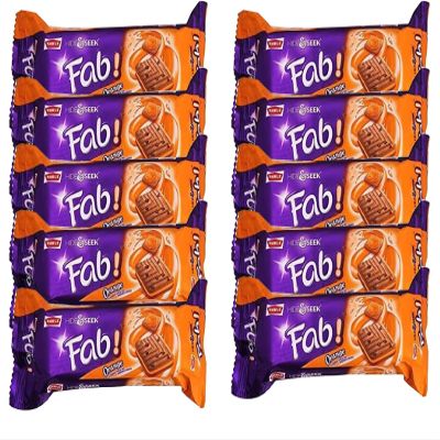 Parle Hide & Seek Orange Fab Biscuits 112g (Pack of 10)  Crispy & Crunchy Tea Time Sandwich Biscuit Bars - Orange Cream Filled Biscuits for Snacks - Delicious Cracker Cookies for Kids