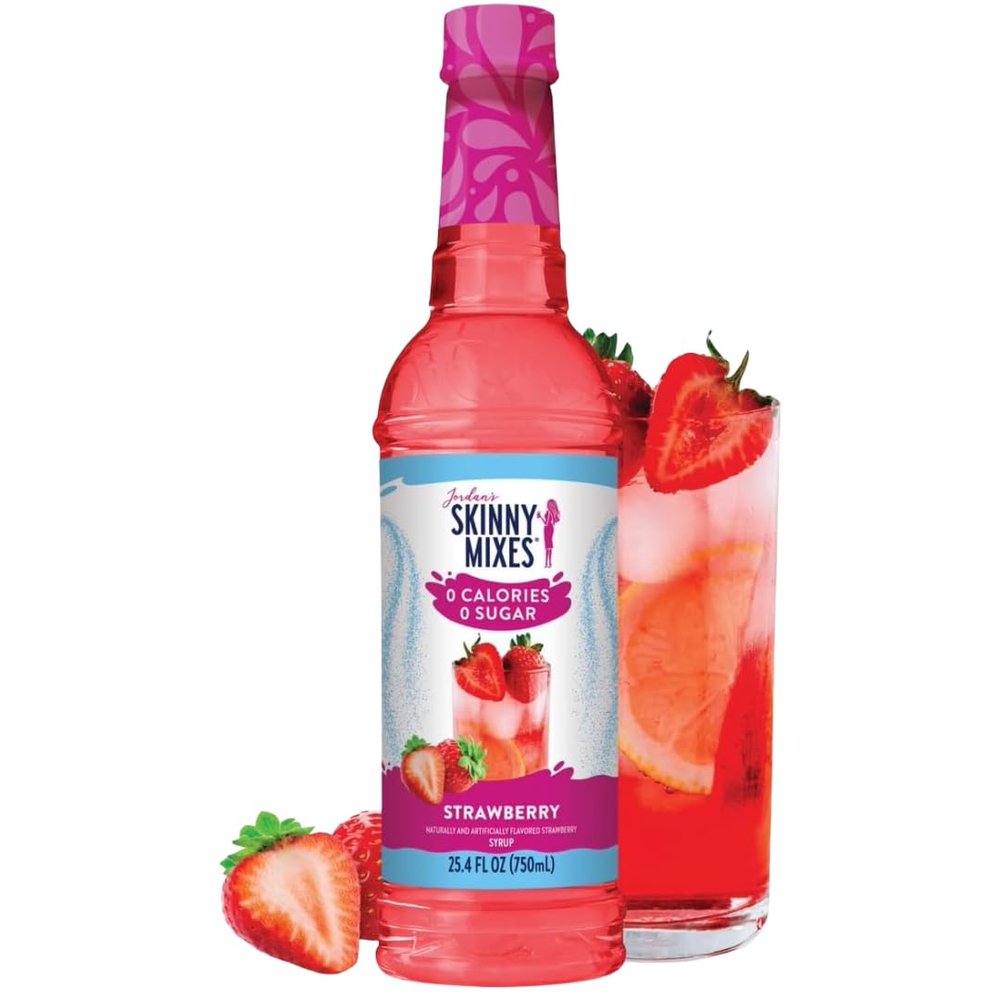 Jordan's Skinny Mixes Strawberry Syrup | Zero Calories, Zero Sugar, Zero Carbs | Jordan's Skinny Syrups for Tea, Lemonades, Smoothies | 1 Bottle (750 mL)