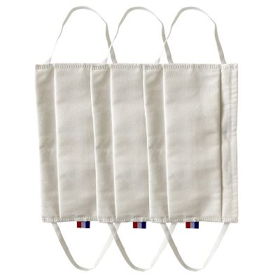 CAT1-UNS1 Face Mask Washable Fabric 100% Cotton Poplin with Nasal Clip, Pack of 3, Children's Size (White)