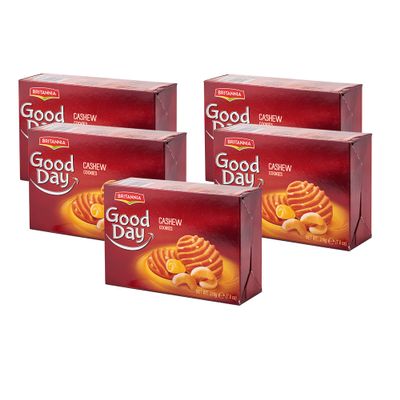Britannia Good day Biscuits and Cookies 216g (Pack of 5) Cashew Nuts - Highly Nutritive Tasty and Healthy - Delicious Cracker Biscuits Cookies Tea Time Snacks for Kids & Family