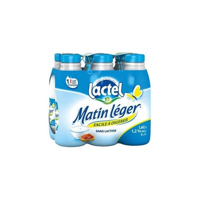 Lactel Semi-skimmed milk, sterilized, UHT, easy to digest, 0.5% lactose - 6 bottles of 1 l