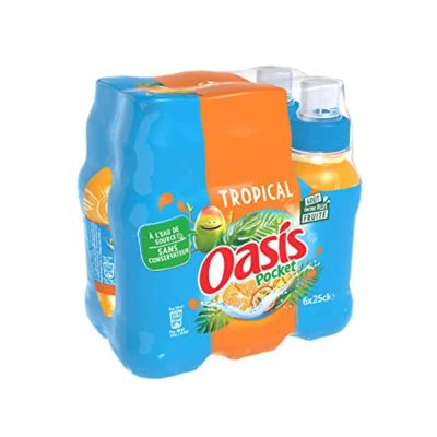 Oasis Pocket Flavoured Tropical Flat Drink, 6 x 250 ml