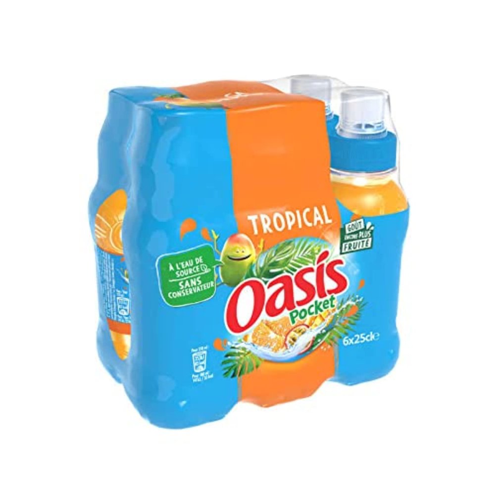 Oasis Pocket Flavoured Tropical Flat Drink, 6 x 250 ml