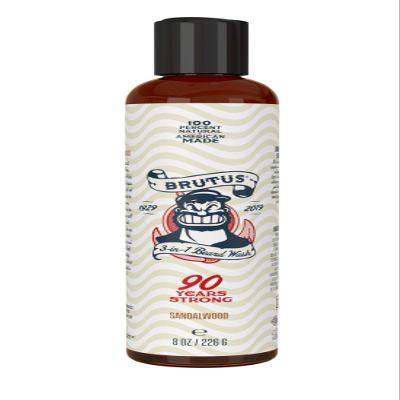 BRUTUS Beard Company Sandalwood 3 in 1 Beard Wash For Men, Keeps Hair Well Nourished & Conditioned, Hand-Crafted & 100% Natural, Designed to Not Strip Away Natural Oils - 8oz
