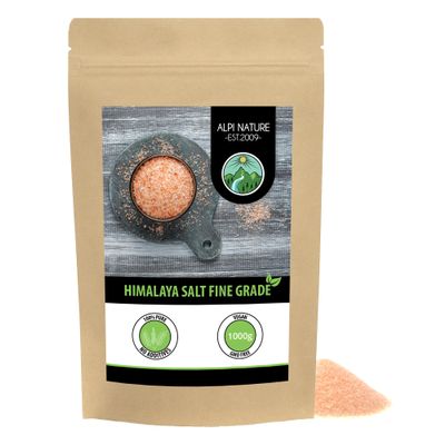 Alpi Nature Himalayan Pink Salt Fine 1kg 2.2 lb, Pink Salt Himalaya, Himalayan Rock salt 0.5-1mm