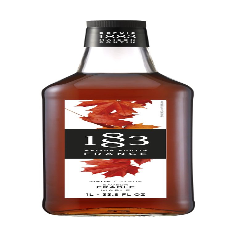 1883 Maison Routin Premium Maple Flavoured Syrup for Iced Tea, Coffee, Cocktails, Mocktails, Milkshakes, Desserts Glass 1L