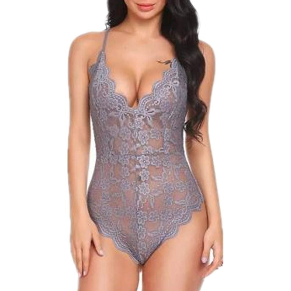 JYLJLL Sexy for Women Lingerie for Sex Large Size Lace One Piece Sexy Lingerie Ladies Temptation Nightclub Sexy Lingerie Gray S