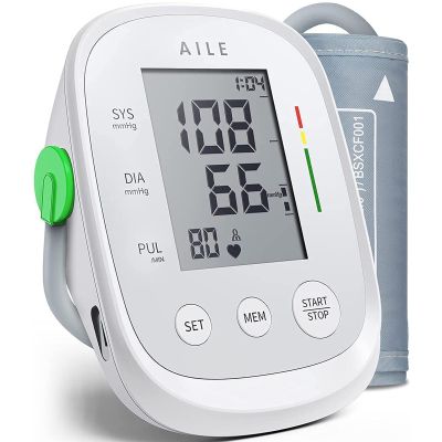 AILE Blood Pressure Monitors, Blood Pressure Machine Upper Arm Large Cuff(8.7"-16.5"), High Automatic BP Monitor Blood Pressure for Home Use, Manual Arm BP Machine, 2 * 99 Memory (White)